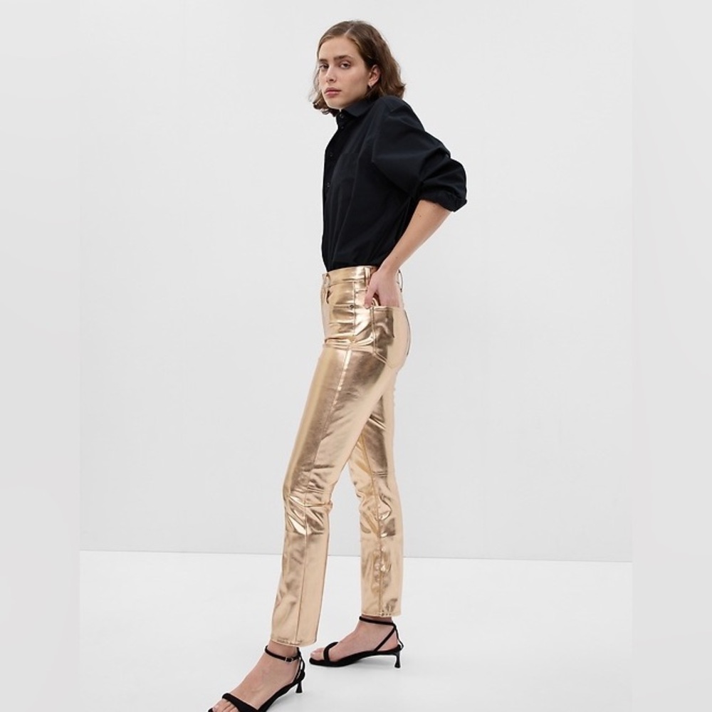 Gap Straight Leg Jeans NWT. Gold metallic jeans